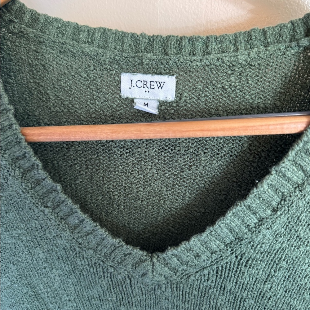 J. Crew Forest Green V-Neck Sweater - Picture 2 of 3